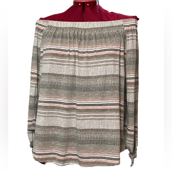 Point Zero off the shoulder stripe knit loose fitting top - Picture 3 of 12